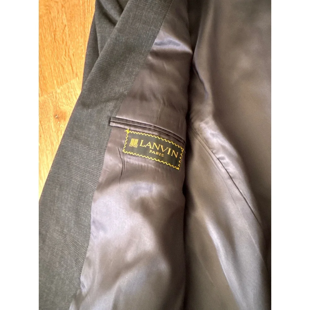 Lanvin Paris Charcoal Vintage Mens Virgin Wool Blazer Sport Coat Size XL